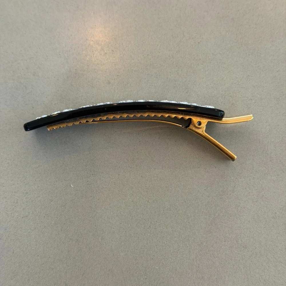 Gucci Black Logo Crystal Barrette
